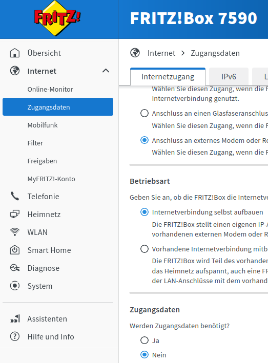 Einstellungen in der Fritzbox